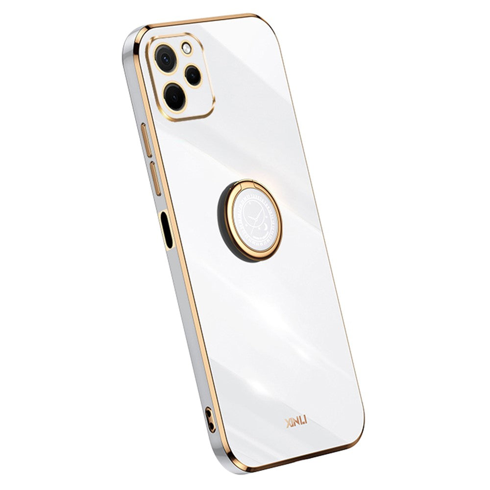 XINLI TPU-mobilskal för Huawei nova Y61 4G med ringhållare och stöd, galvaniserat mobilskydd