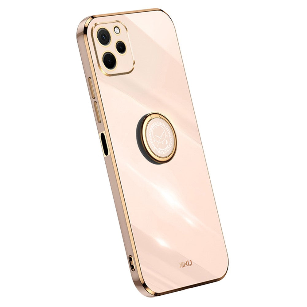 XINLI TPU-mobilskal för Huawei nova Y61 4G med ringhållare och stöd, galvaniserat mobilskydd