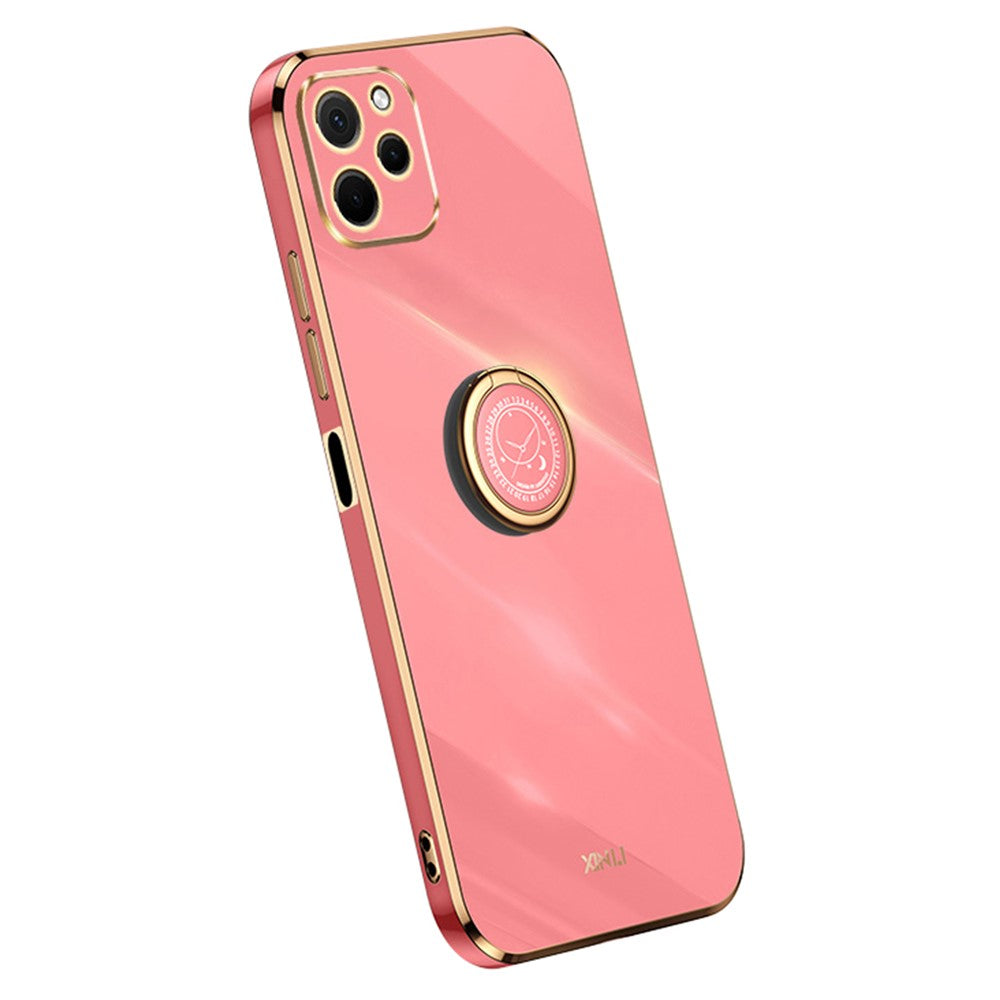 XINLI TPU-mobilskal för Huawei nova Y61 4G med ringhållare och stöd, galvaniserat mobilskydd