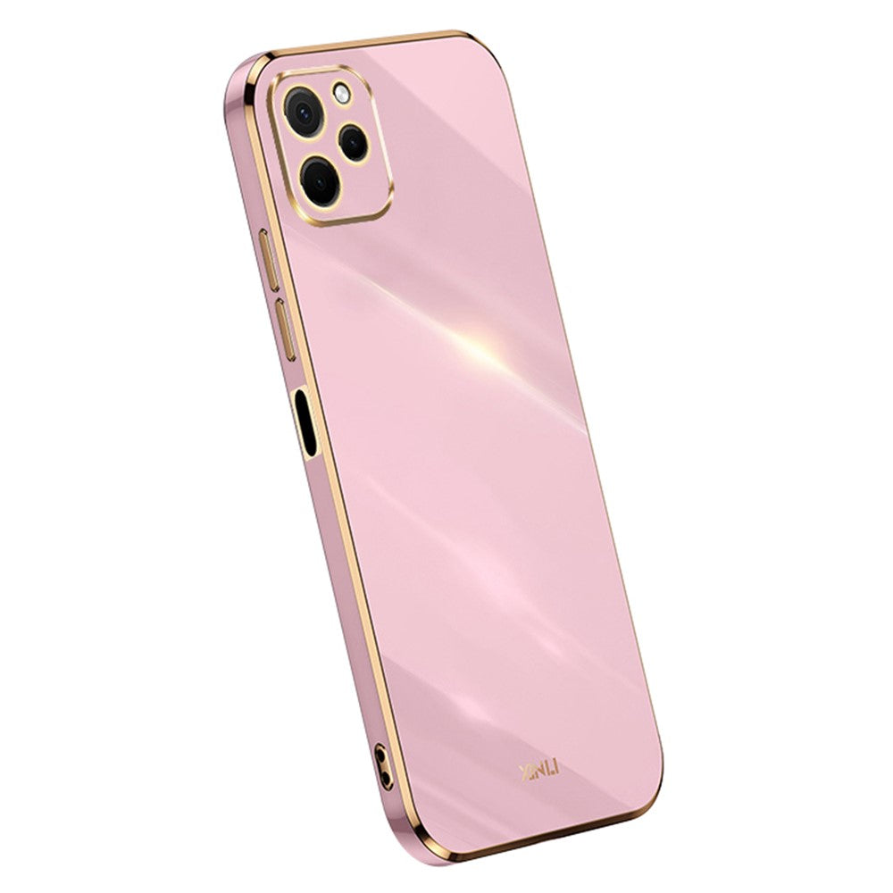 XINLI För Huawei Nova Y61 4G Galvaniserad Ram mobilskal TPU-skydd med Kameralinsskydd