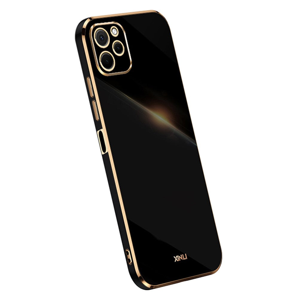 XINLI För Huawei Nova Y61 4G Galvaniserad Ram mobilskal TPU-skydd med Kameralinsskydd