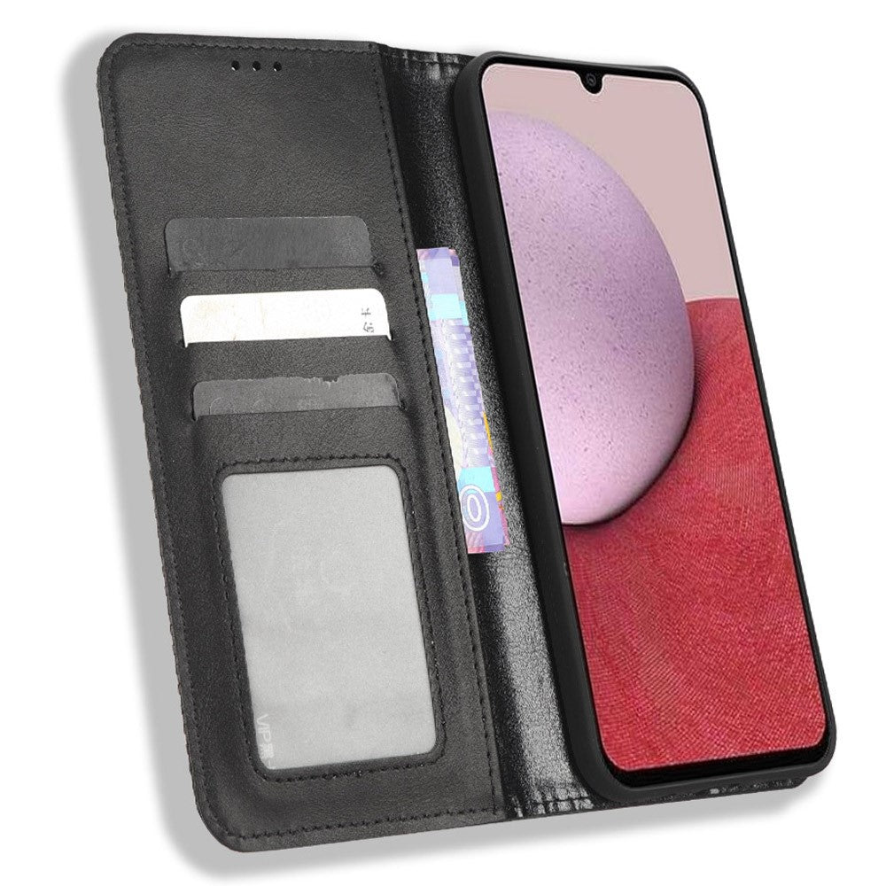 Samsung Galaxy A24 4G (162,1 x 77,6 x 8,3 mm) PU-läderfodral för smartphones Vintage stativplånbok fallskyddande mobilfodral