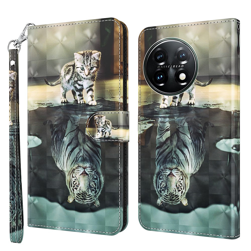 For OnePlus 11 5G PU Leather 3D Pattern Printing Phone Case Flip Wallet Stand Protective Cover