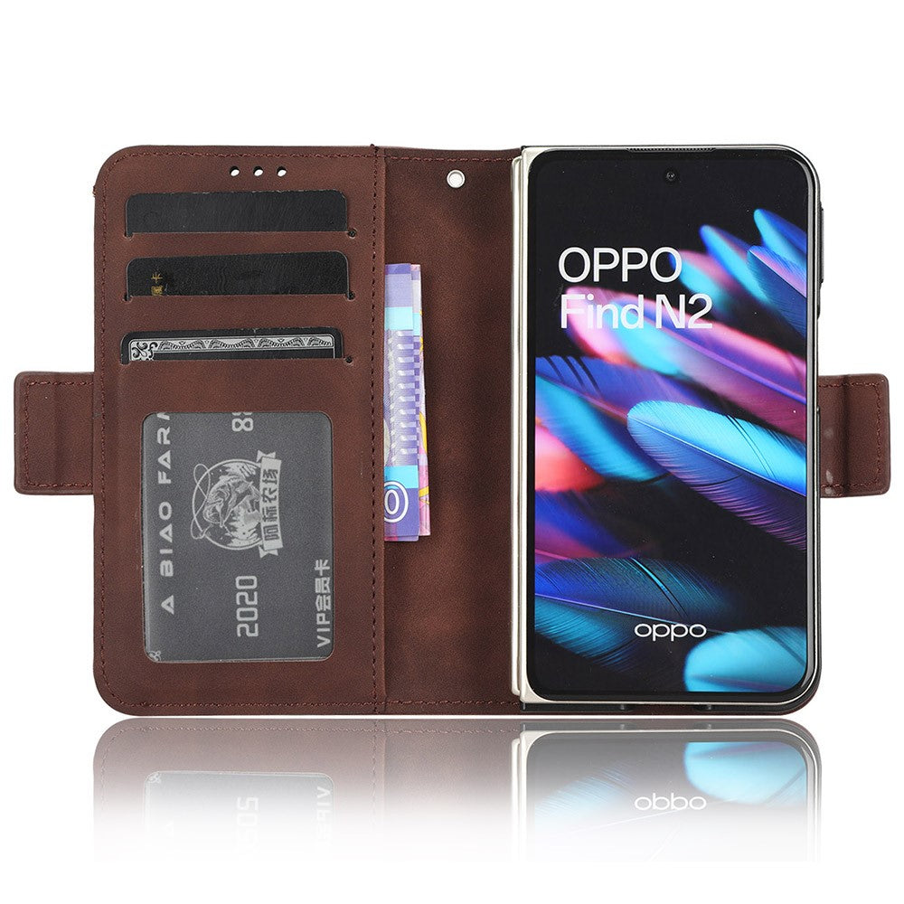 For Oppo Find N2 5G Multiple Card Slots Flip Stand Cover Shockproof PU Leather Wallet Phone Case