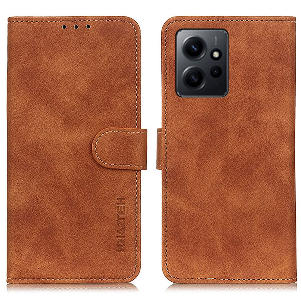 KHAZNEH For Xiaomi Redmi Note 12 4G Stand Phone Case Retro Texture Wallet  PU Leather Phone Cover