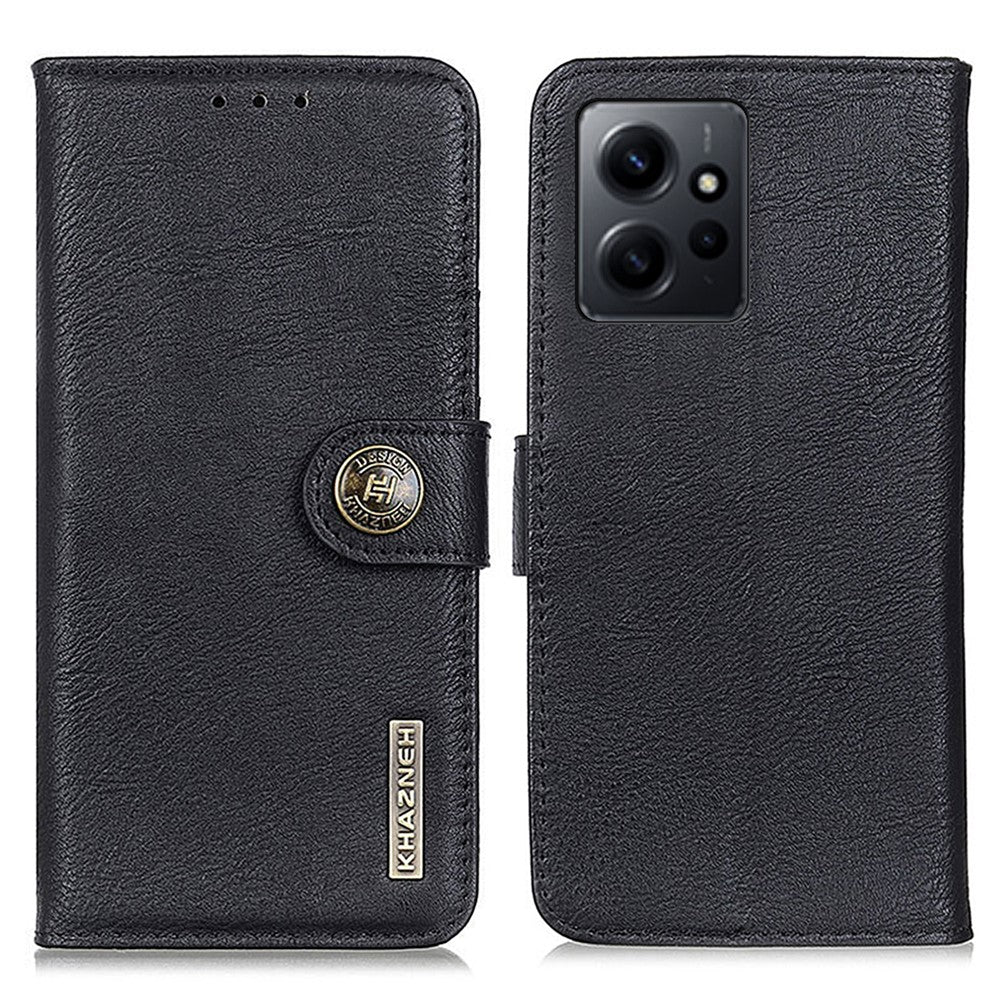 KHAZNEH For Xiaomi Redmi Note 12 4G PU Leather Phone Case Cowhide Texture Wallet Stand Protective Cover