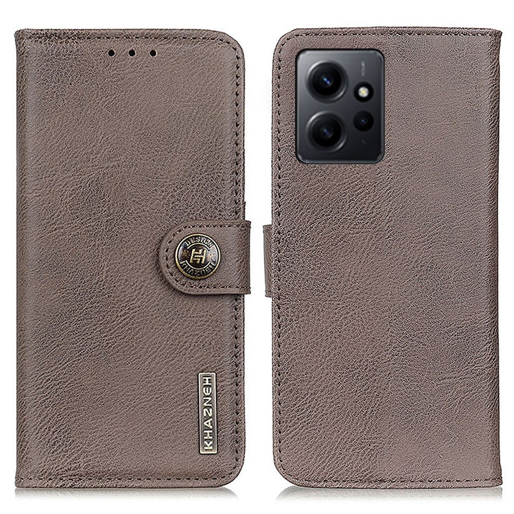 KHAZNEH För Xiaomi Redmi Note 12 4G PU-läderfodral med kohudstruktur, plånboksfodral, skyddande skal