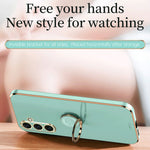 XINLI For Samsung Galaxy A24 4G (162.1 x 77.6 x 8.3mm) Electroplating Phone Case Ring Kickstand Cell Phone TPU Cover
