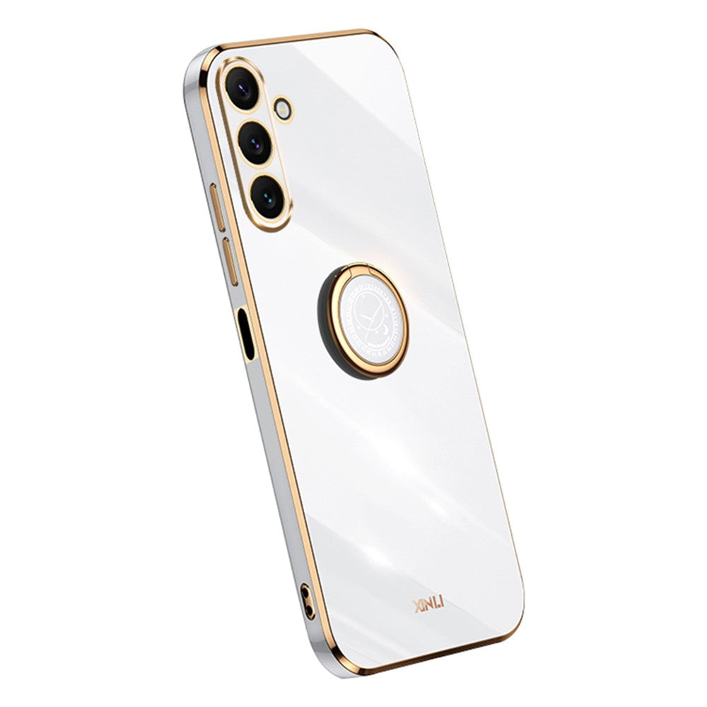XINLI For Samsung Galaxy A24 4G (162.1 x 77.6 x 8.3mm) Electroplating Phone Case Ring Kickstand Cell Phone TPU Cover