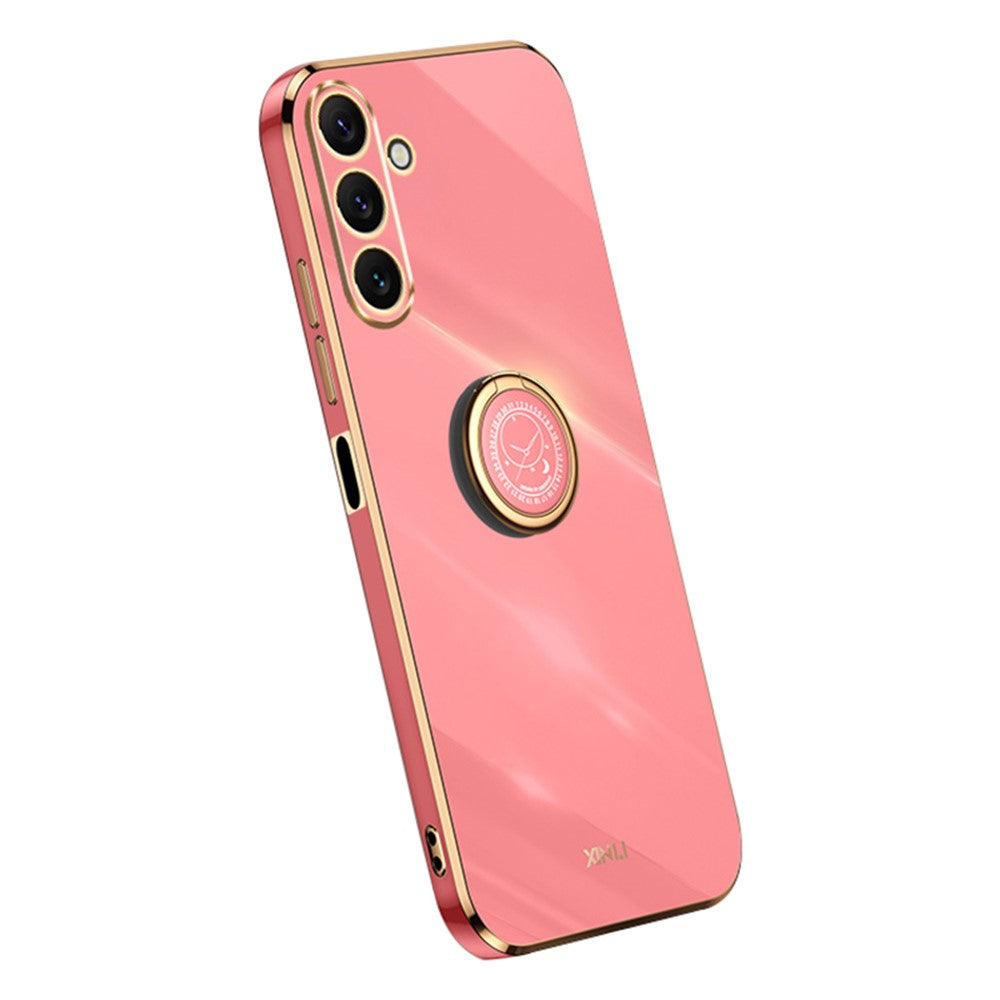 XINLI For Samsung Galaxy A24 4G (162.1 x 77.6 x 8.3mm) Electroplating Phone Case Ring Kickstand Cell Phone TPU Cover
