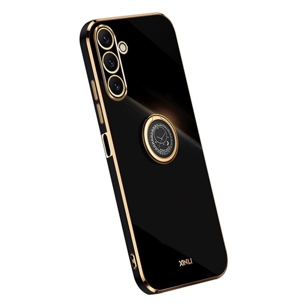 XINLI For Samsung Galaxy A24 4G (162.1 x 77.6 x 8.3mm) Electroplating Phone Case Ring Kickstand Cell Phone TPU Cover