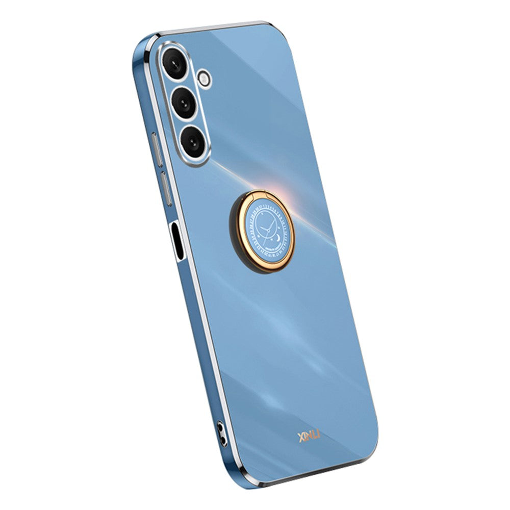 XINLI For Samsung Galaxy A24 4G (162.1 x 77.6 x 8.3mm) Electroplating Phone Case Ring Kickstand Cell Phone TPU Cover