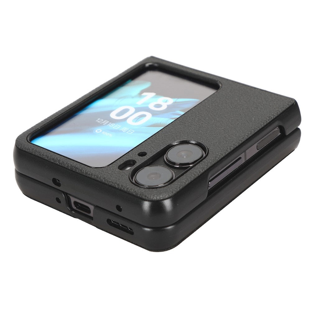 For Oppo Find N2 Flip 5G Litchi Texture PU Leather Coated PC Case Folding Phone Protective Cover