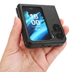 For Oppo Find N2 Flip 5G Litchi Texture PU Leather Coated PC Case Folding Phone Protective Cover