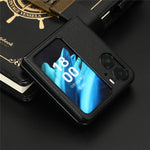For Oppo Find N2 Flip 5G Litchi Texture PU Leather Coated PC Case Folding Phone Protective Cover