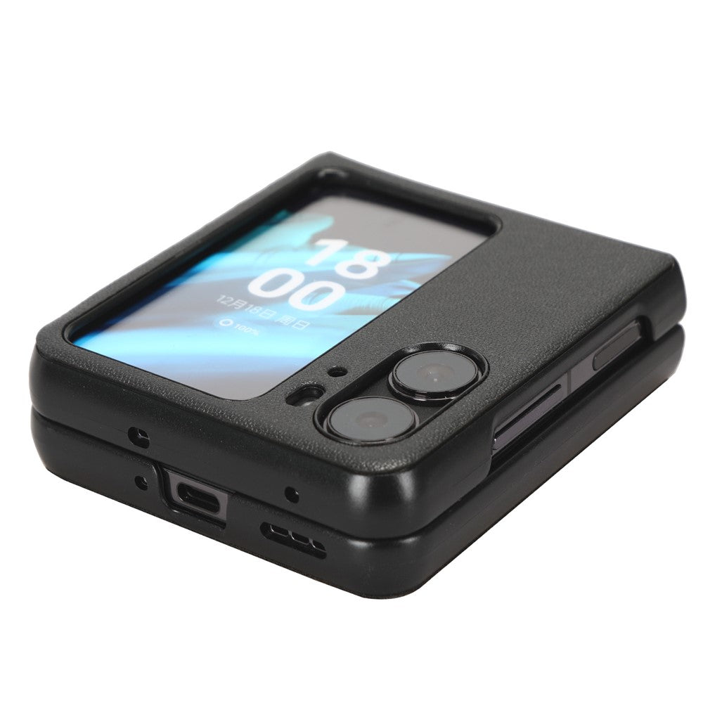 For Oppo Find N2 Flip 5G Drop Resistant PU Leather Coated PC Phone Case Protective Shell