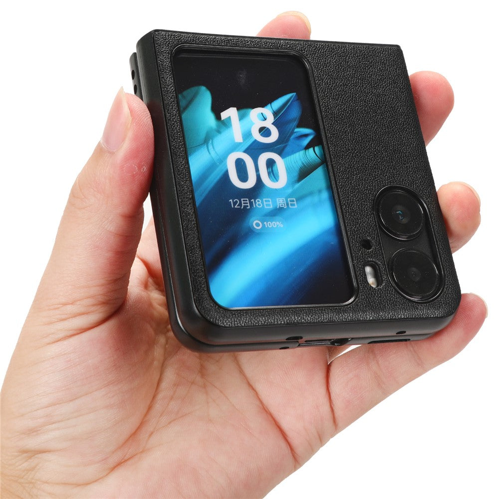 For Oppo Find N2 Flip 5G Drop Resistant PU Leather Coated PC Phone Case Protective Shell