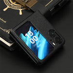 For Oppo Find N2 Flip 5G Drop Resistant PU Leather Coated PC Phone Case Protective Shell
