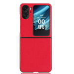 For Oppo Find N2 Flip 5G Drop Resistant PU Leather Coated PC Phone Case Protective Shell