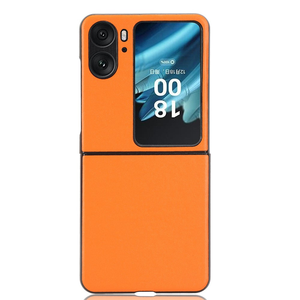 For Oppo Find N2 Flip 5G Drop Resistant PU Leather Coated PC Phone Case Protective Shell