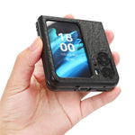 For Oppo Find N2 Flip 5G Back Case Textured PU Leather Coated PC Phone Protective Cover