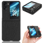 For Oppo Find N2 Flip 5G Back Case Textured PU Leather Coated PC Phone Protective Cover