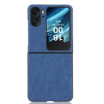 For Oppo Find N2 Flip 5G Back Case Textured PU Leather Coated PC Phone Protective Cover
