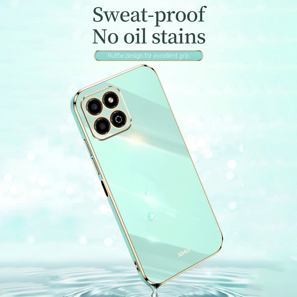 XINLI Electroplating Frame Phone Case for Honor X8a 4G, Anti-drop Soft TPU Phone Cover