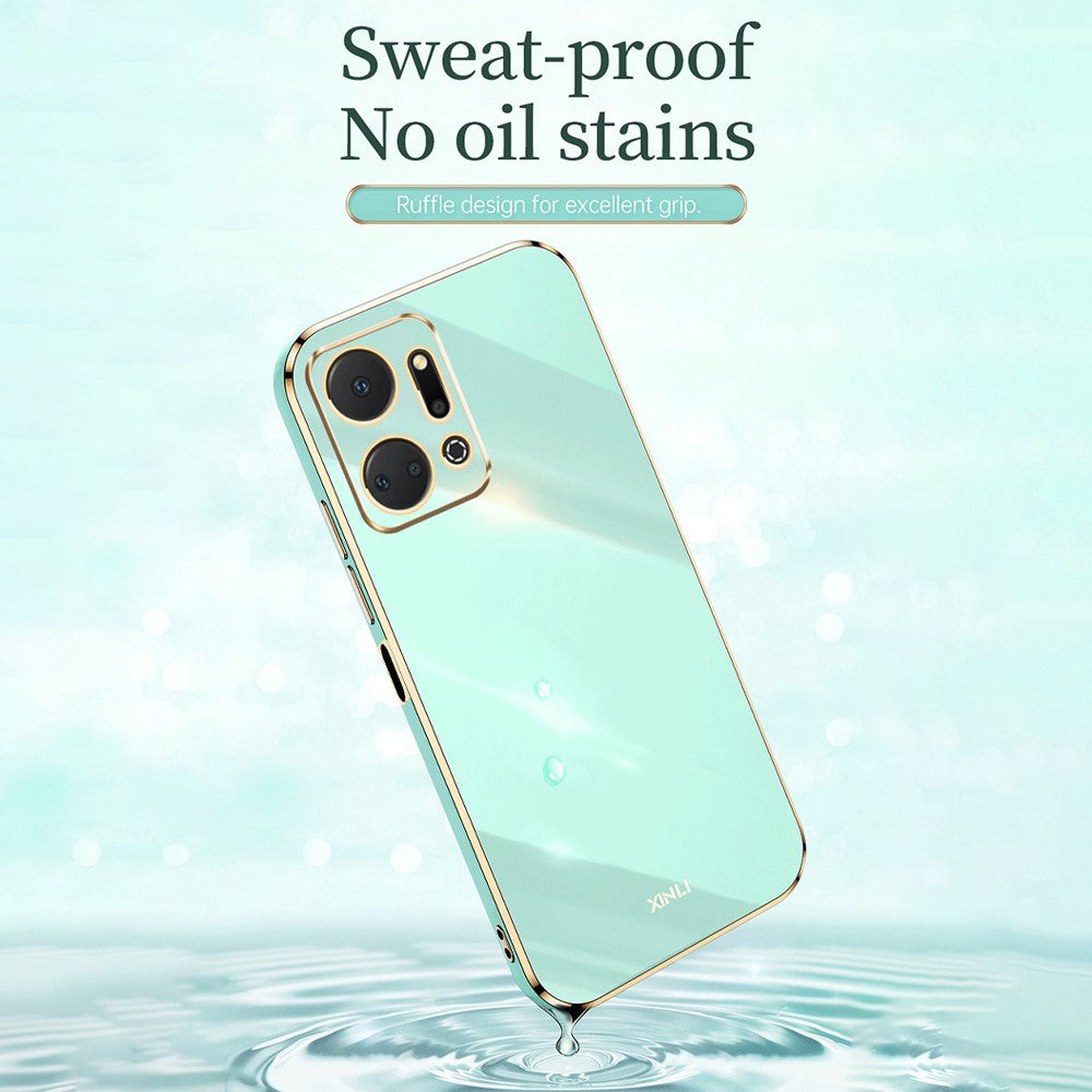XINLI Phone TPU Case for Honor X7a 5G , Precise Cutout Lens Protection Electroplating Phone Cover