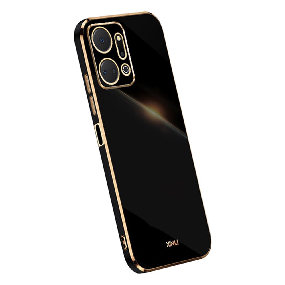 XINLI Phone TPU Case for Honor X7a 5G , Precise Cutout Lens Protection Electroplating Phone Cover