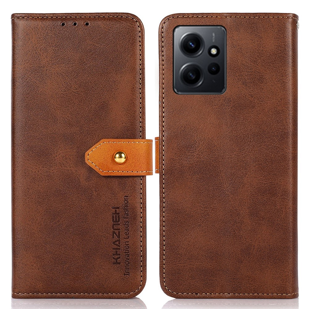 KHAZNEH For Xiaomi Redmi Note 12 4G PU Leather Cowhide Texture Phone Case Wallet Stand Phone Cover