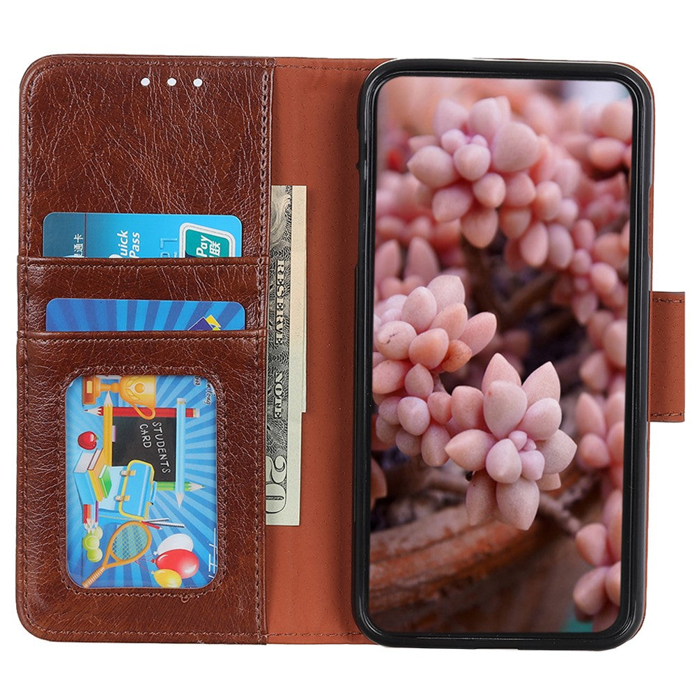 For Xiaomi Redmi Note 12 4G Split Leather Nappa Texture Phone Case Stand Wallet Phone Cover