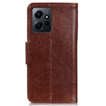 For Xiaomi Redmi Note 12 4G Split Leather Nappa Texture Phone Case Stand Wallet Phone Cover