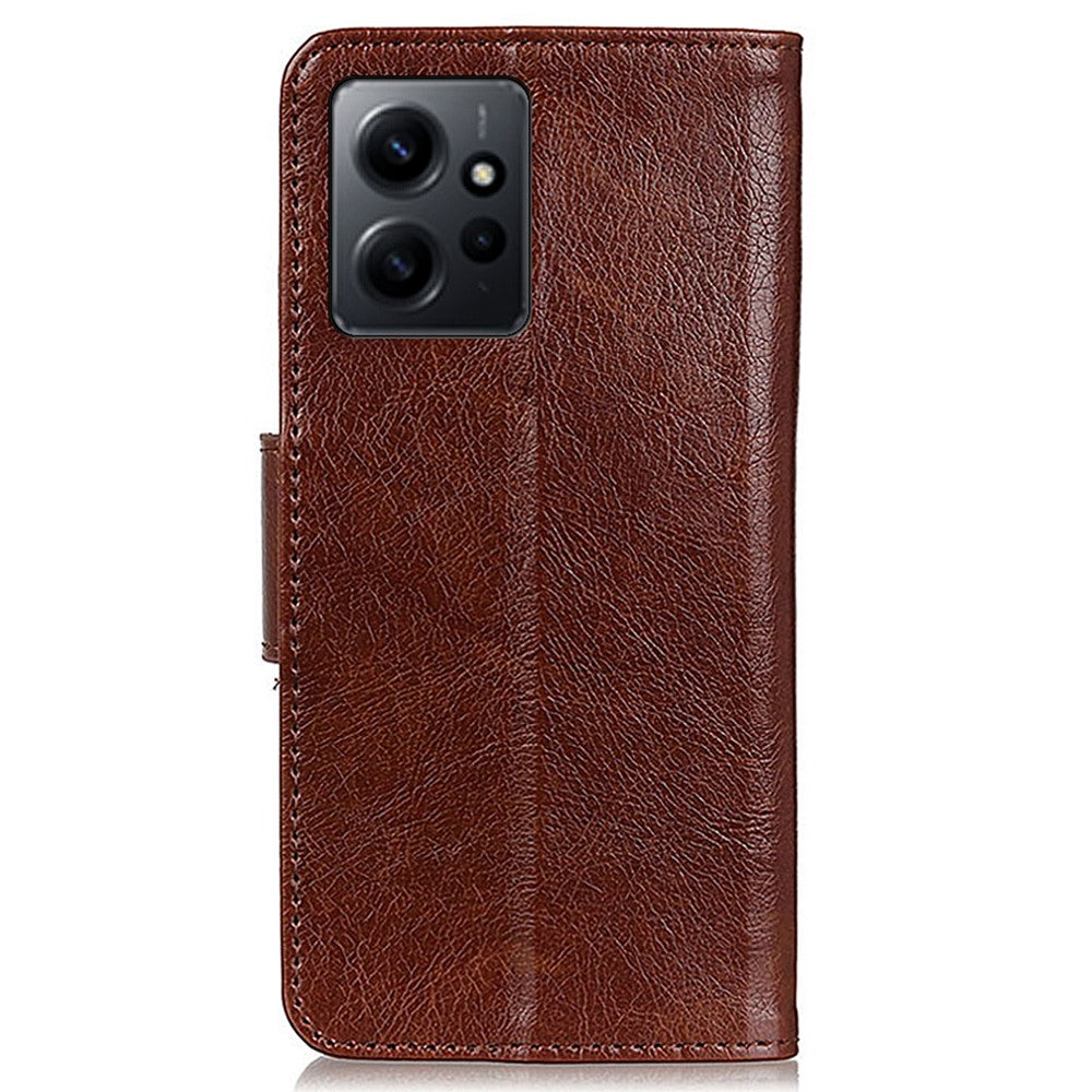 For Xiaomi Redmi Note 12 4G Split Leather Nappa Texture Phone Case Stand Wallet Phone Cover