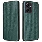 Xiaomi Redmi Note 12 4G PU-läder stativfodral kolfibertextur mobilskal med korthållare