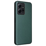 Xiaomi Redmi Note 12 4G PU-läder stativfodral kolfibertextur mobilskal med korthållare