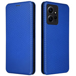 Xiaomi Redmi Note 12 4G PU-läder stativfodral kolfibertextur mobilskal med korthållare