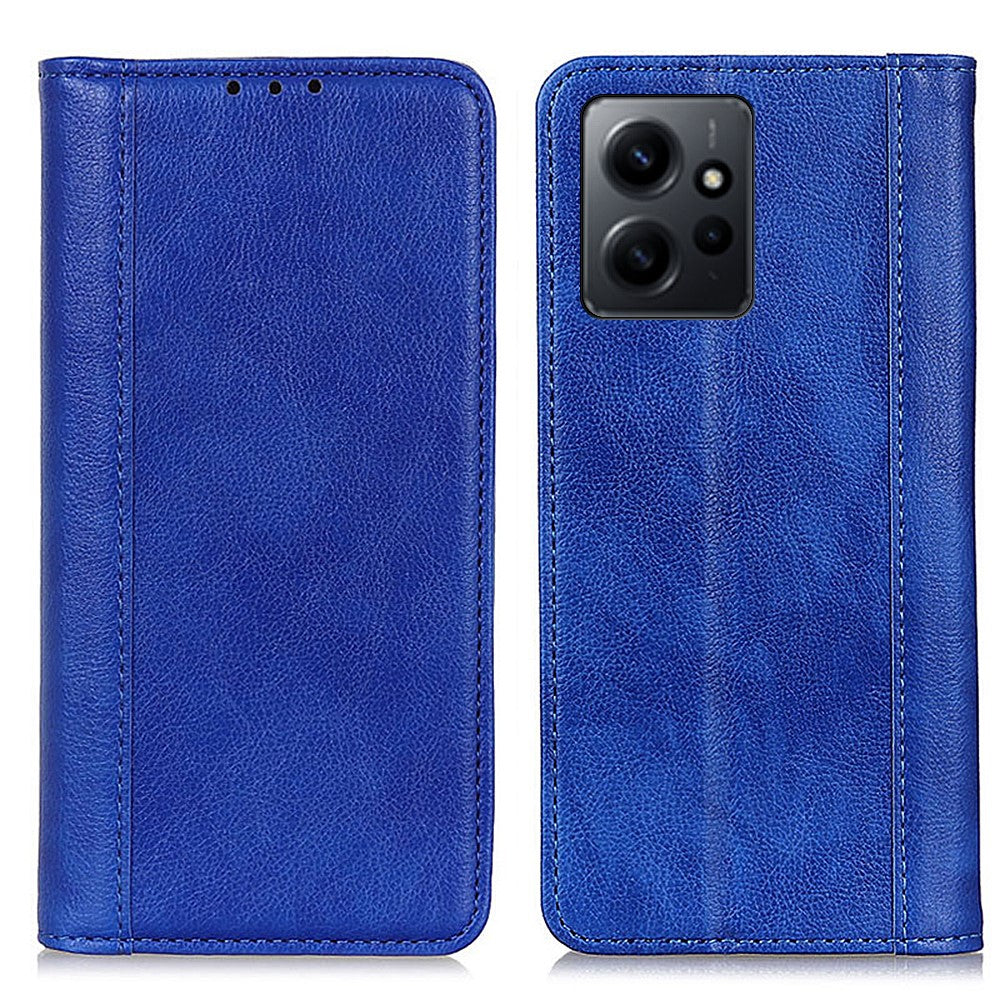 Xiaomi Redmi Note 12 4G Smartphone Stativfodral Litchi Textur mobilfodral Split Läder Plånbok