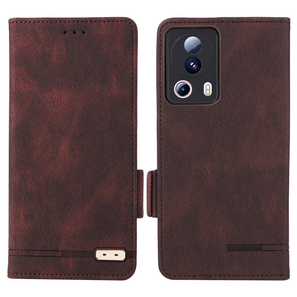 PU Leather Phone Case for Xiaomi 13 Lite / Civi 2 5G , Hardware Decor Dual Magnetic Clasp Wallet Stand Phone Cover