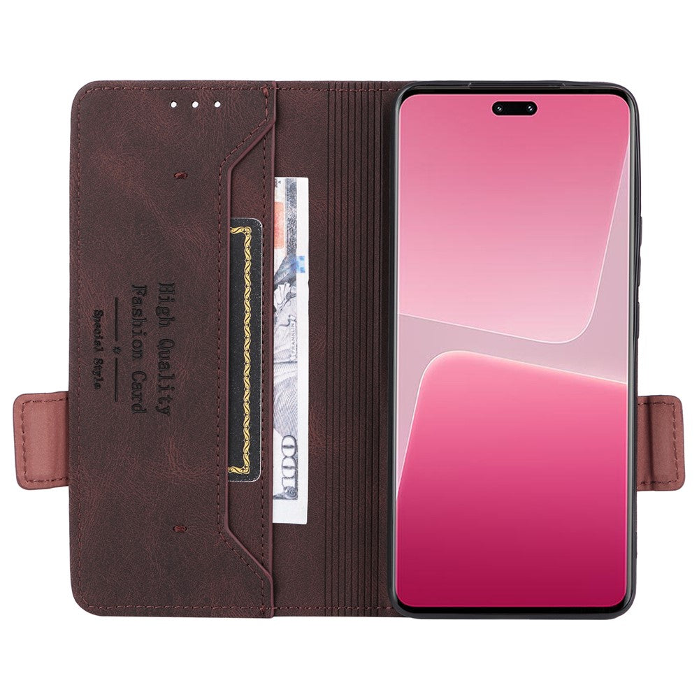 PU Leather Phone Case for Xiaomi 13 Lite / Civi 2 5G , Hardware Decor Dual Magnetic Clasp Wallet Stand Phone Cover