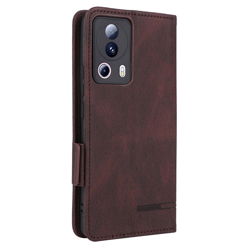 PU Leather Phone Case for Xiaomi 13 Lite / Civi 2 5G , Hardware Decor Dual Magnetic Clasp Wallet Stand Phone Cover