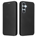 Samsung Galaxy A34 5G Kolfibertextur Läder Stativ mobilskal mobilskal med Kortplats