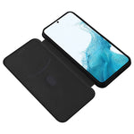 Samsung Galaxy A34 5G Kolfibertextur Läder Stativ mobilskal mobilskal med Kortplats