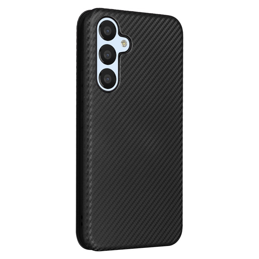 Samsung Galaxy A34 5G Kolfibertextur Läder Stativ mobilskal mobilskal med Kortplats