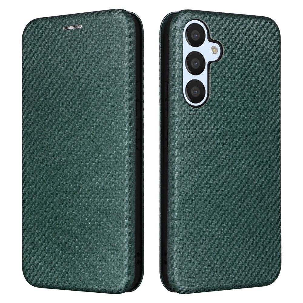Samsung Galaxy A34 5G Kolfibertextur Läder Stativ mobilskal mobilskal med Kortplats