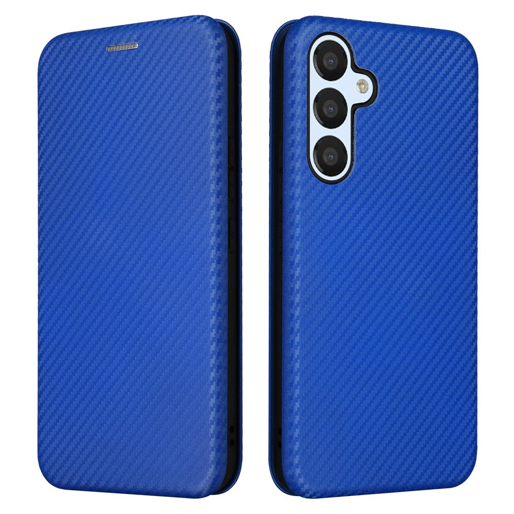 Samsung Galaxy A34 5G Kolfibertextur Läder Stativ mobilskal mobilskal med Kortplats