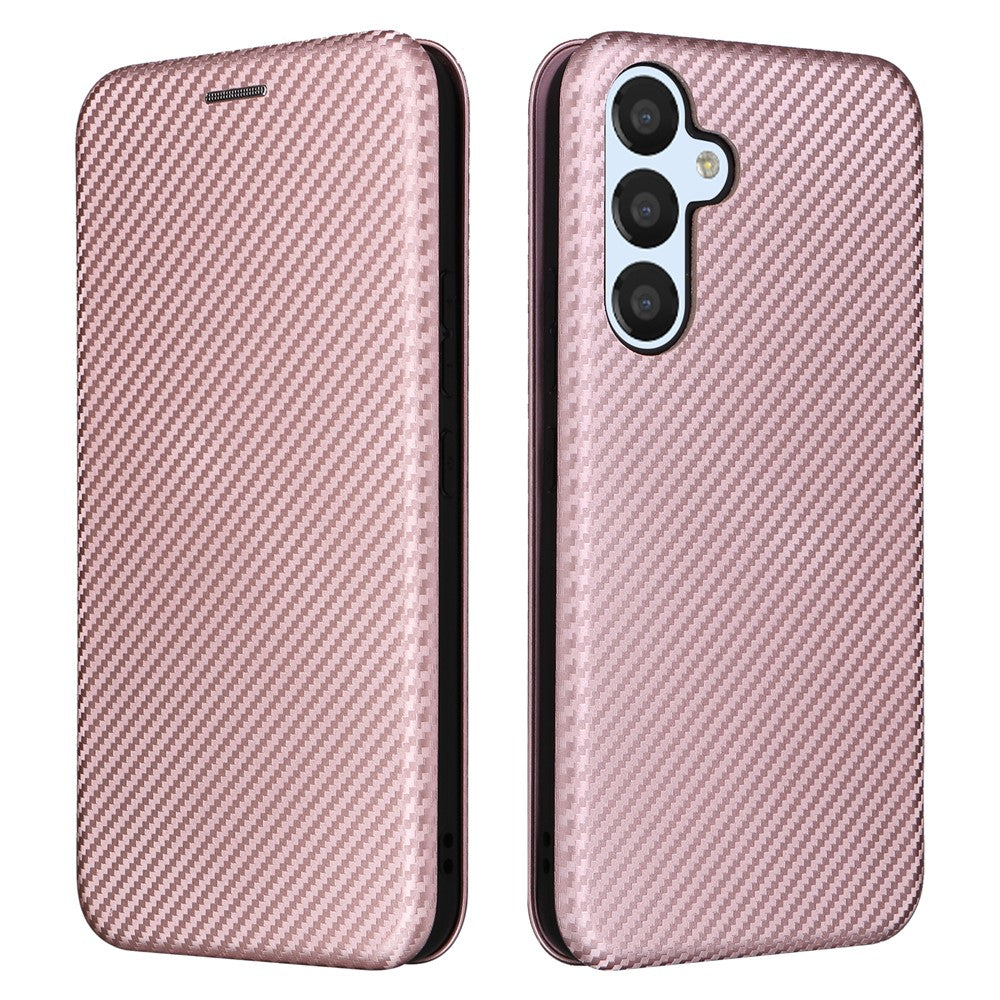 Samsung Galaxy A34 5G Kolfibertextur Läder Stativ mobilskal mobilskal med Kortplats