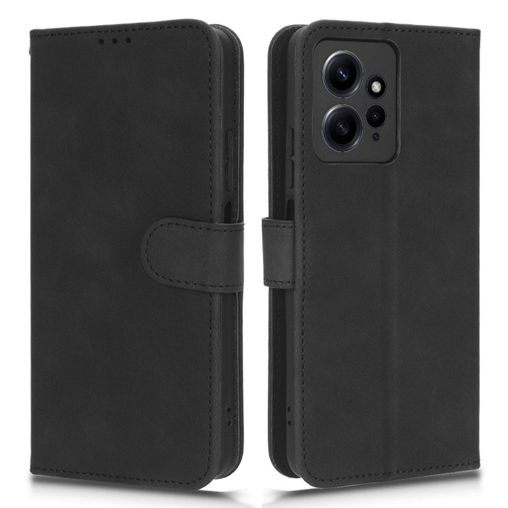 TPU+PU Leather Phone Case for Xiaomi Redmi Note 12 4G , Shockproof Stand Wallet Skin-touch Phone Cover