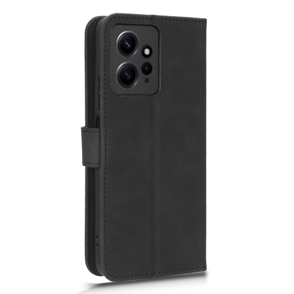 TPU+PU Leather Phone Case for Xiaomi Redmi Note 12 4G , Shockproof Stand Wallet Skin-touch Phone Cover