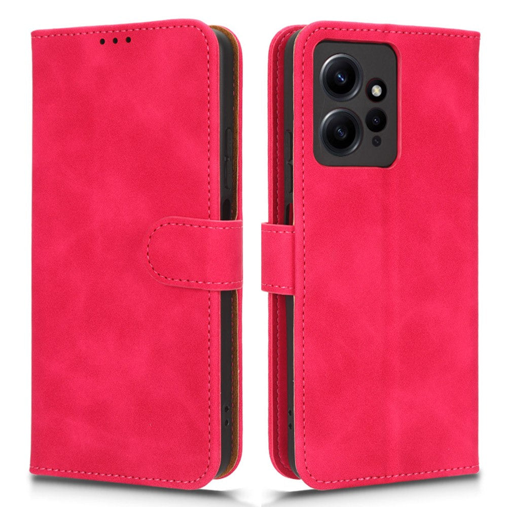 TPU+PU Leather Phone Case for Xiaomi Redmi Note 12 4G , Shockproof Stand Wallet Skin-touch Phone Cover